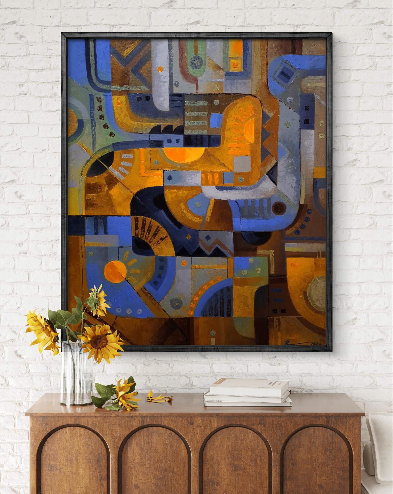 Oil painting October sunshine by Sergiy Voichenko, vibrant geometric abstract