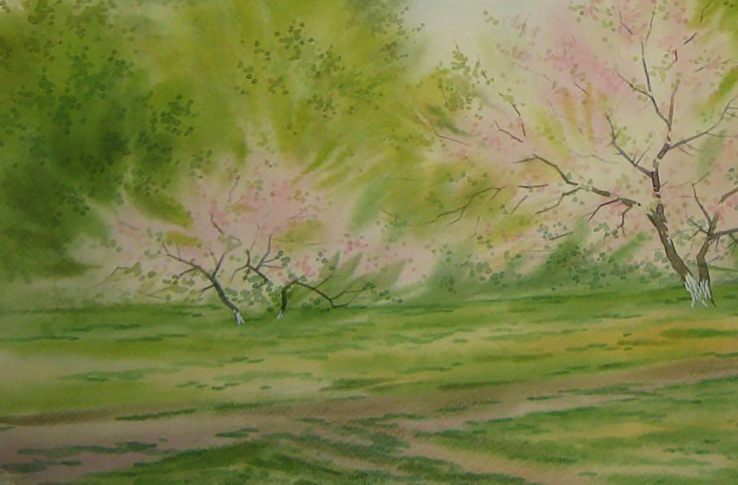 Watercolor painting of cherry blossoms by Valery Savenets