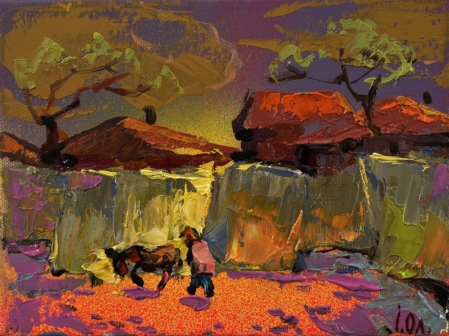 Vibrant impressionistic oil painting Village Evening in Reflection by Oleksiy Ivanyuk