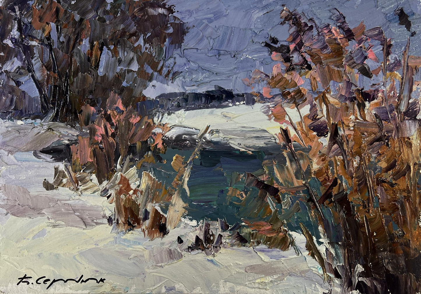 Oil painting The first snow and the breath of frost by Boris Serdyuk