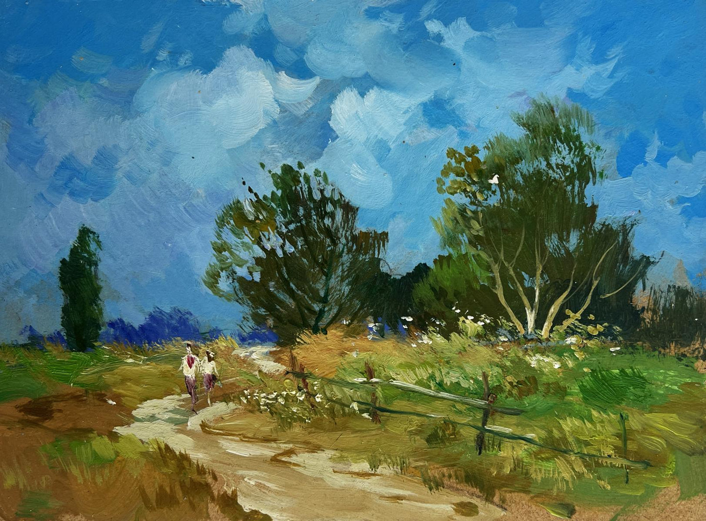 Oil painting Steps among the greenery by Yuriy Suprunchuk: path through fields