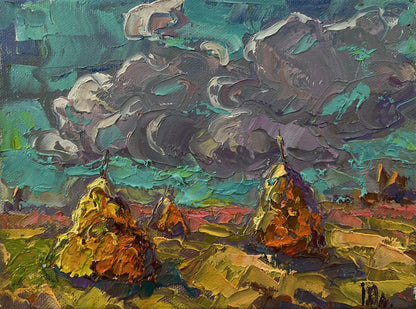 Vibrant impressionist oil painting Cloudy horizon by Oleksiy Ivanyuk