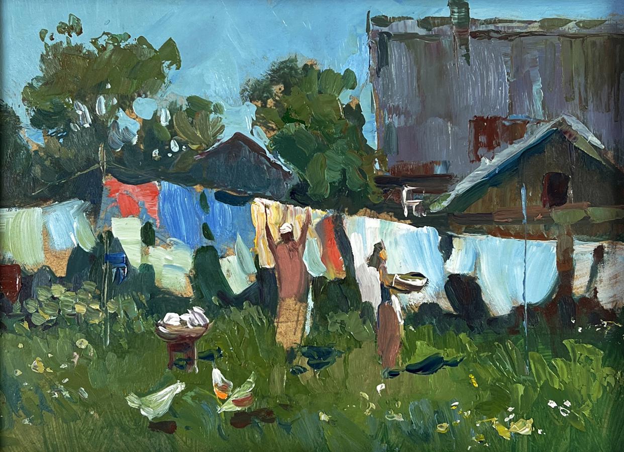 Vibrant impressionistic oil painting of daytime rural life by Yuriy Suprunchuk