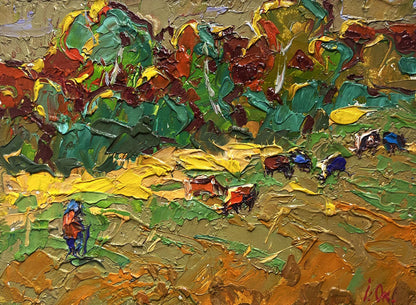 Vibrant impressionist oil painting In the Field on a Walk by Oleksiy Ivanyuk