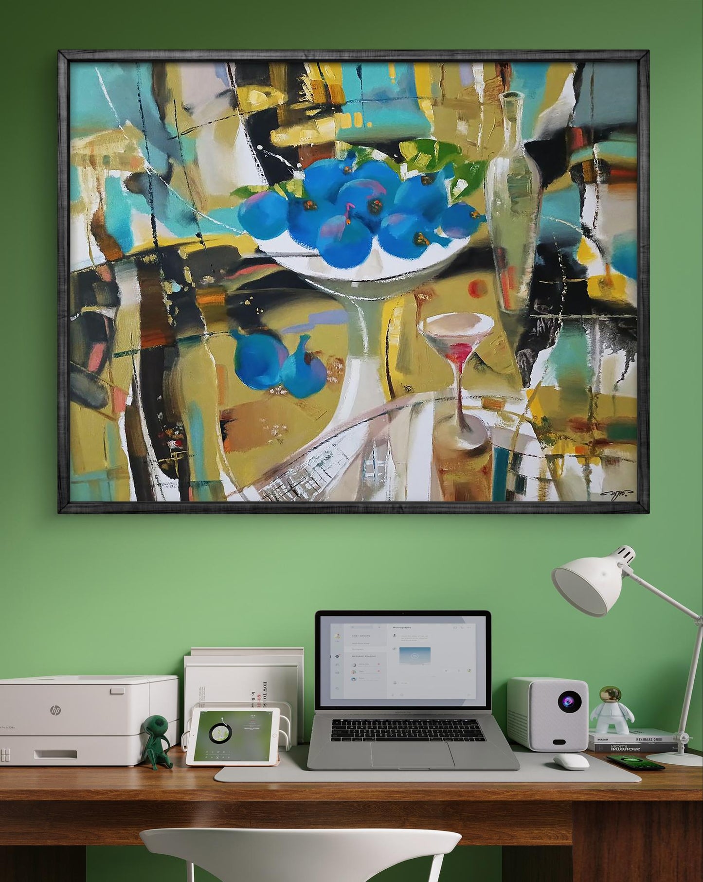 Abstract oil painting Sweet Still Life by Anatoly Tarabanov in black frame