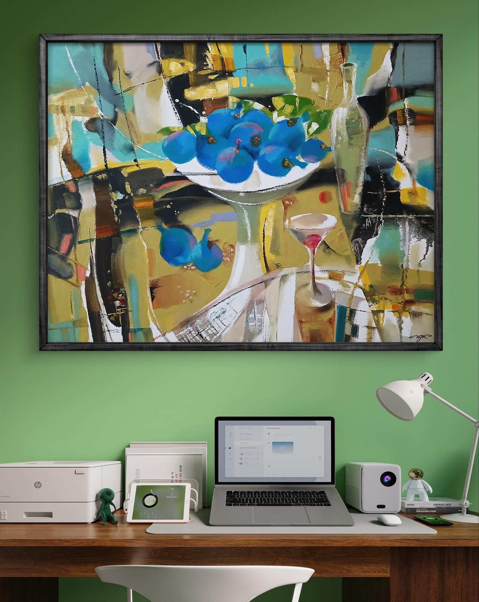 Abstract oil painting Sweet Still Life by Anatoly Tarabanov in black frame