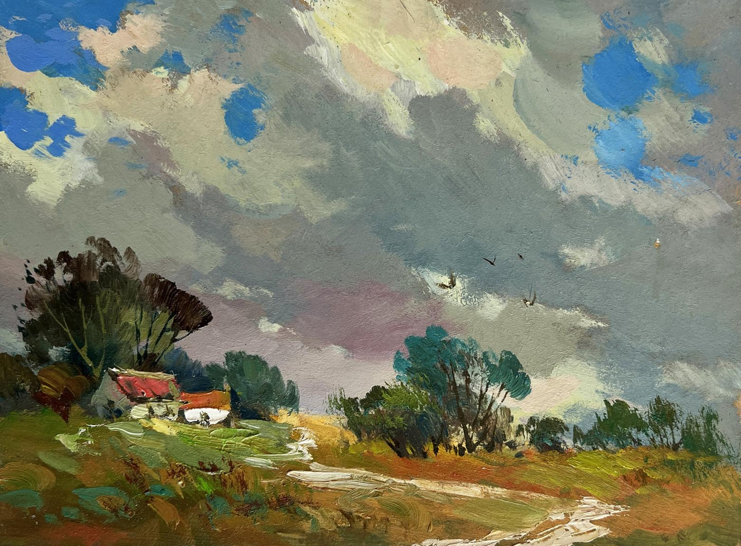 Oil painting The sky over the village was overcast by Yuriy Suprunchuk