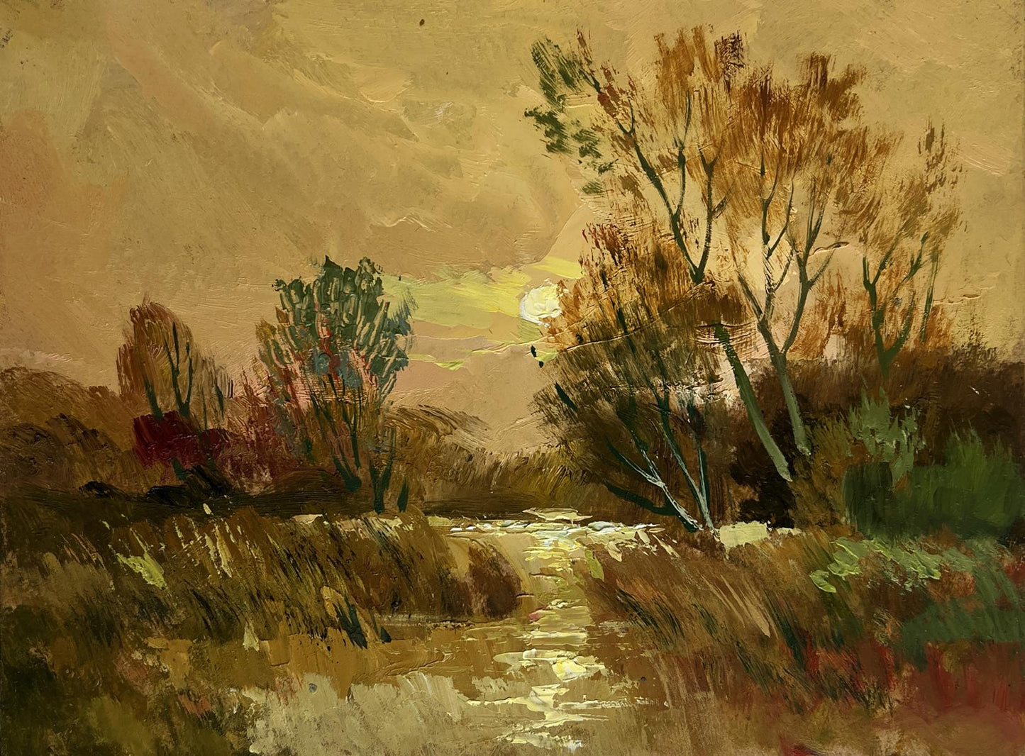 Oil painting A quiet evening in orange tones by Yuriy Suprunchuk