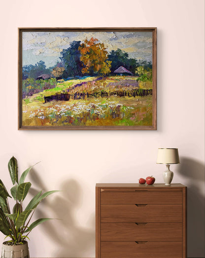 Oil painting Autumn flowers in the garden by Boris Serdyuk, impressionist landscape