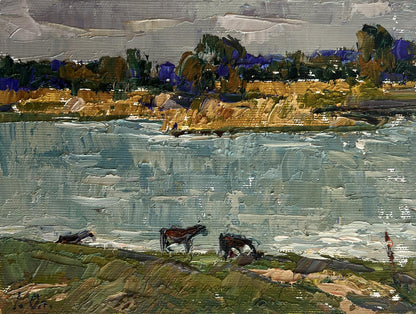Impressionistic oil painting At the Watering Hole by Oleksiy Ivanyuk