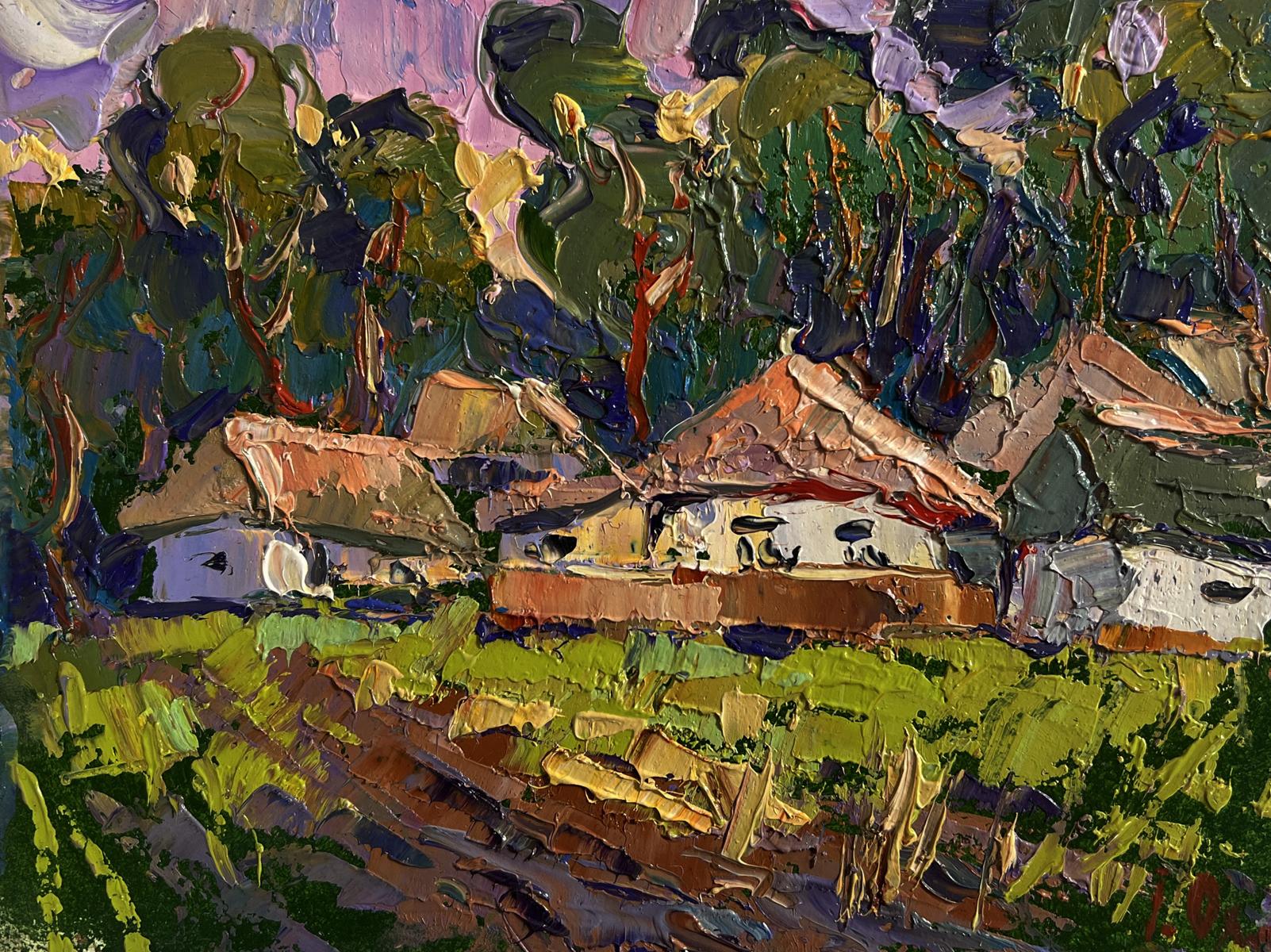 Vibrant impressionist oil painting On the edge of the village by Oleksiy Ivanyuk