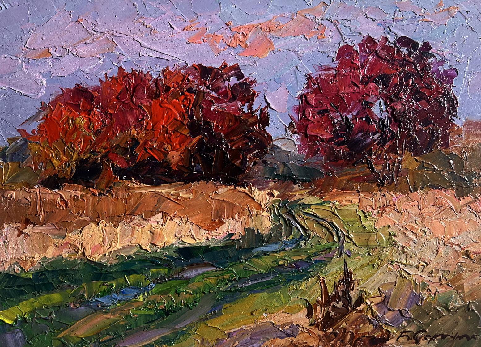 Oil painting Crimson autumn in the forest by Boris Serdyuk