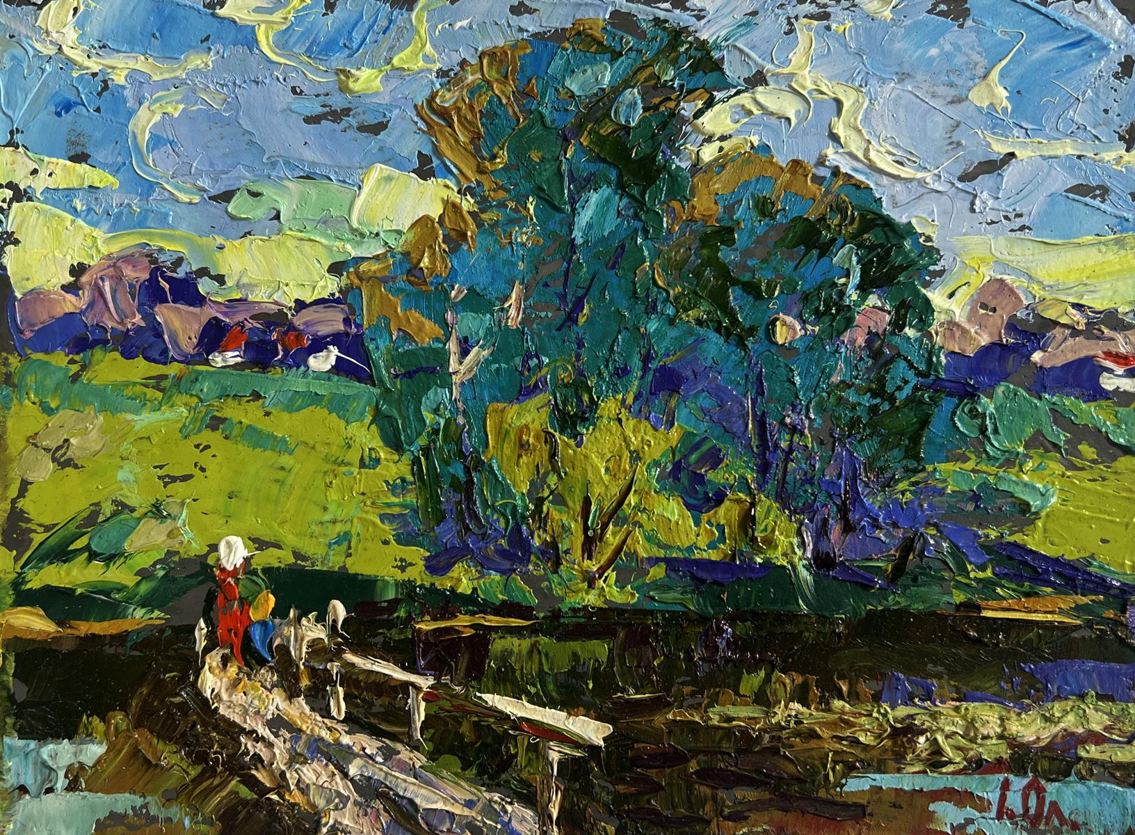 Vibrant impressionist oil painting On the spring river by Oleksiy Ivanyuk