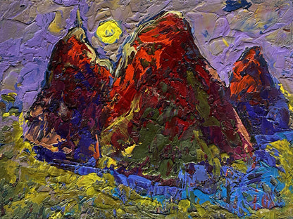 Vibrant impressionist mountain landscape oil painting by Oleksiy Ivanyuk