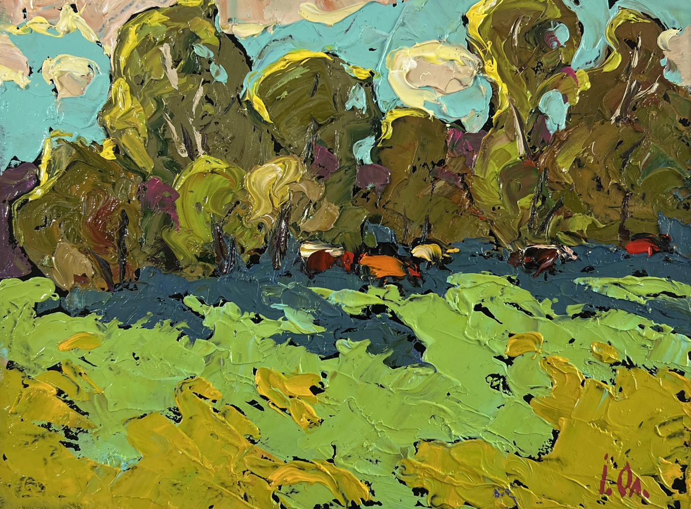 Vibrant impressionist oil painting Where the field meets the forest by Oleksiy Ivanyuk