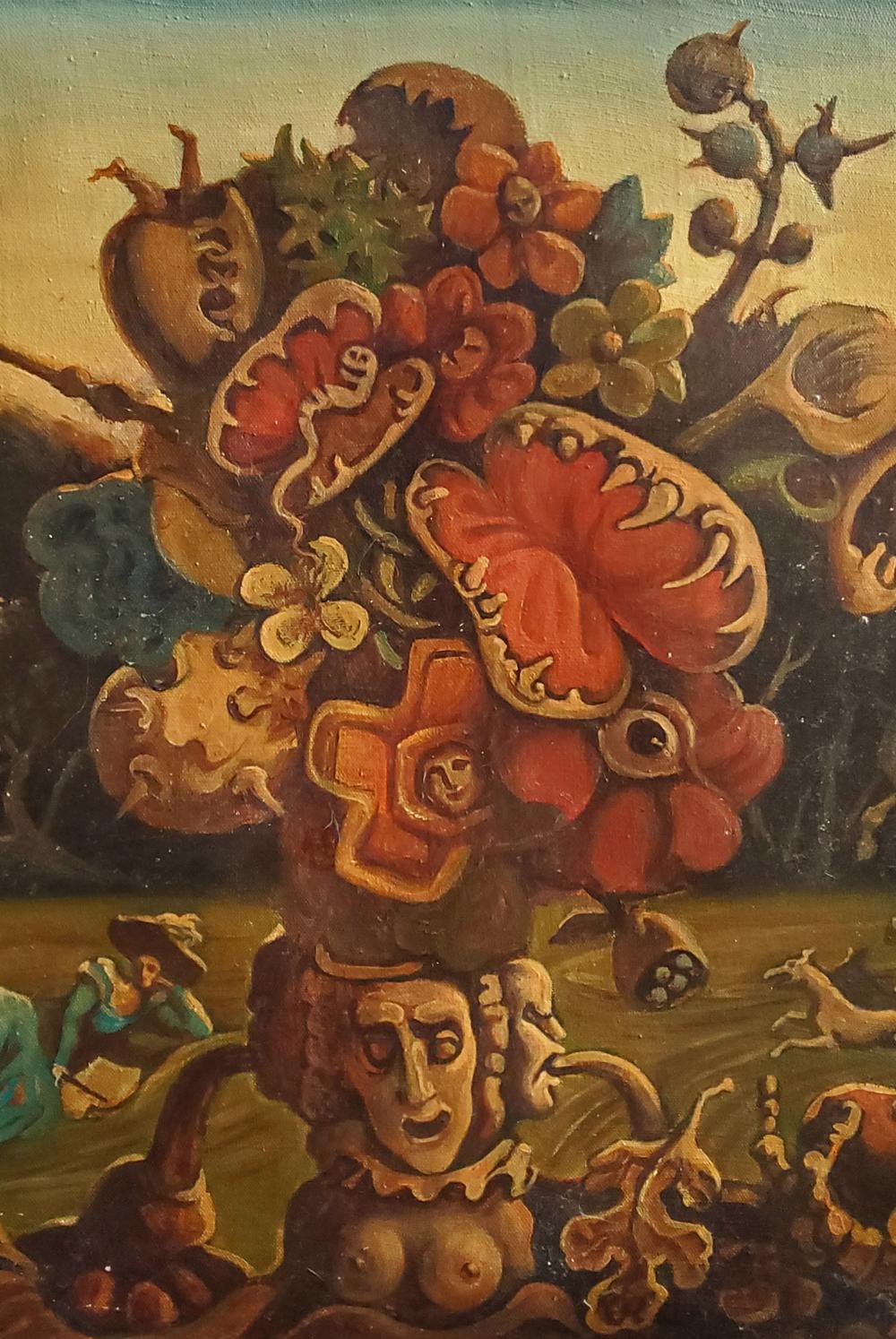 Oil painting An Evening of Recklessness by Daniil Litvinov, vibrant red flowers