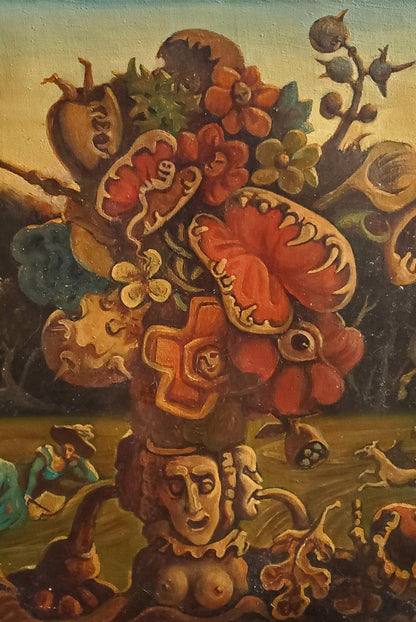 Oil painting An Evening of Recklessness by Daniil Litvinov, vibrant red flowers
