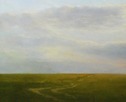 Serene oil painting of vast wheat fields by Vasily Korkishko