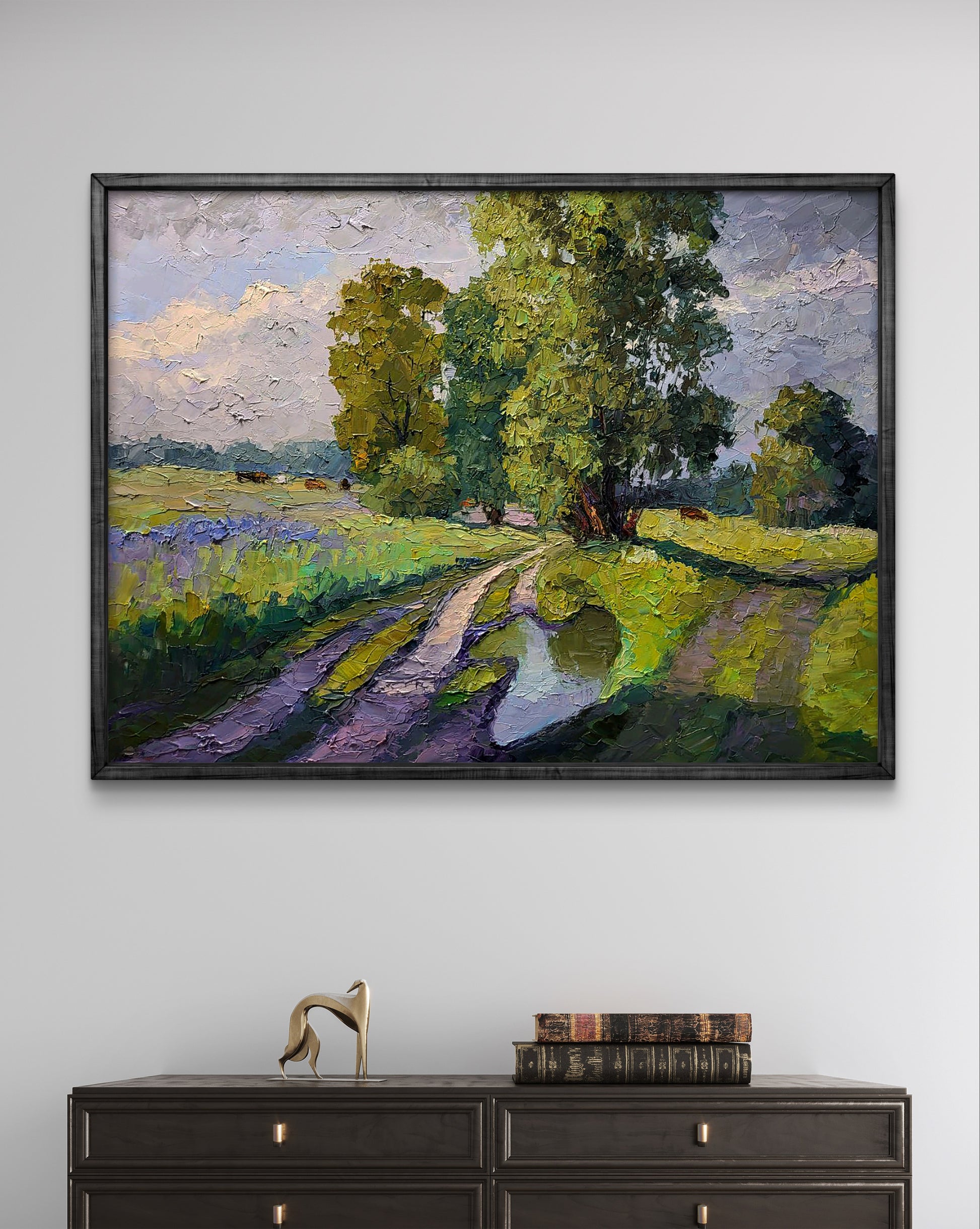 Framed impressionist oil painting Summer day by Serdyuk Boris Petrovich