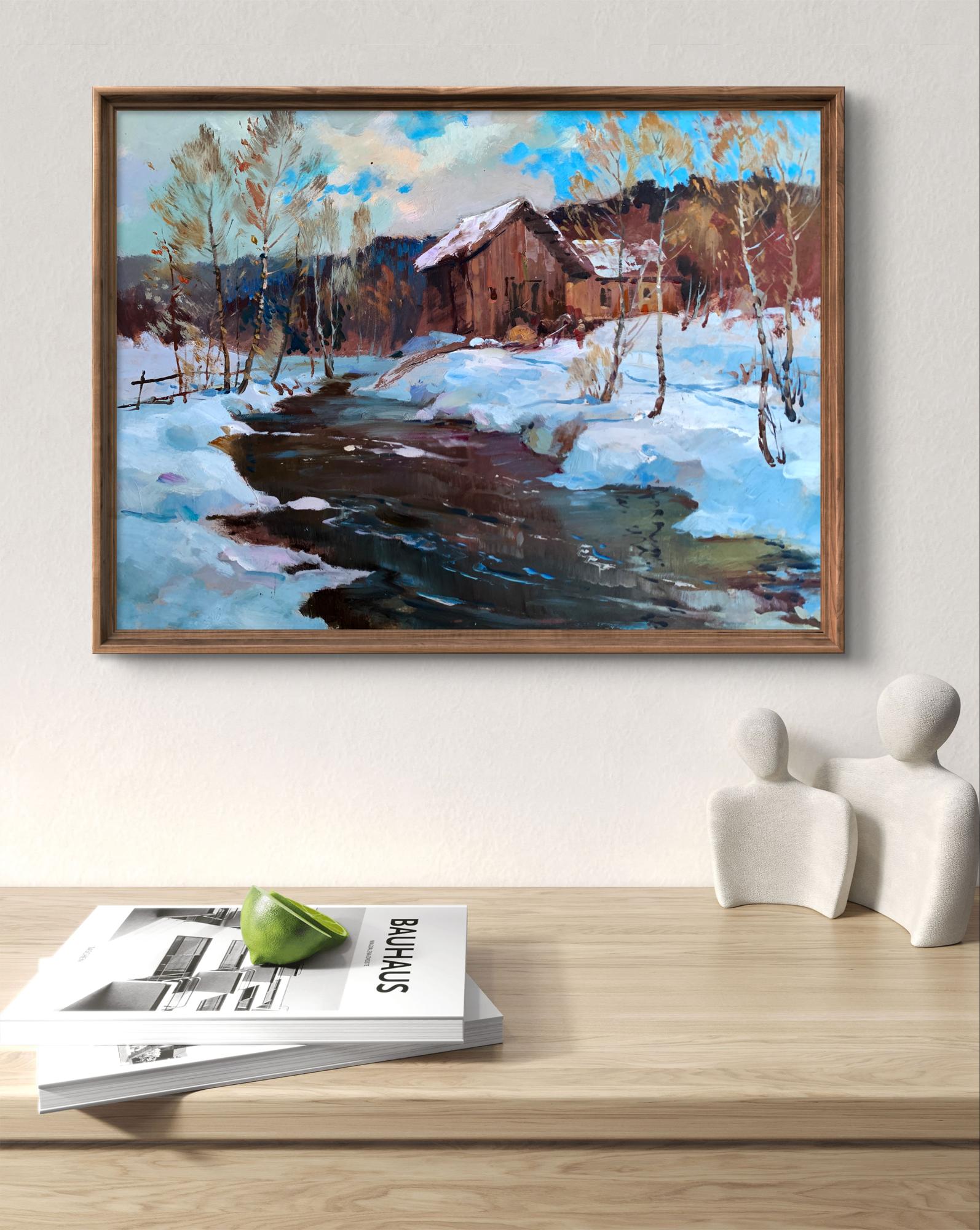 Framed Oil painting After the night snowstorm by Yuriy Suprunchuk winter landscape