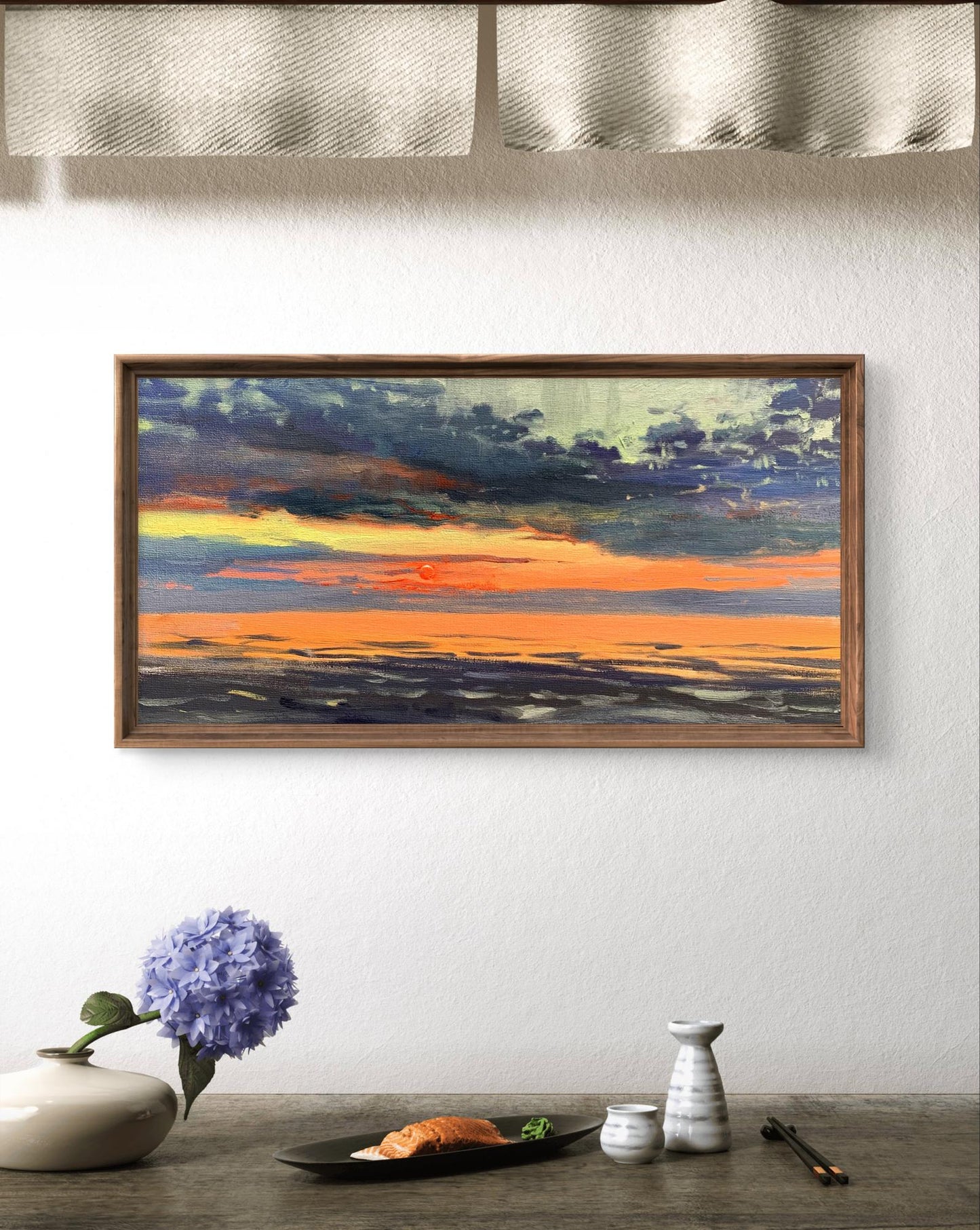 Oil painting Sunset at sea by Tatyana Derdey vibrant sunset over water