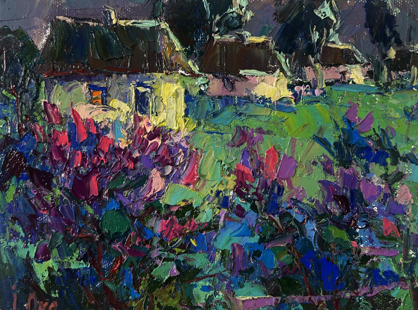 Vibrant impressionist oil painting The First Lilac Over the Field by Oksana Ivanyuk
