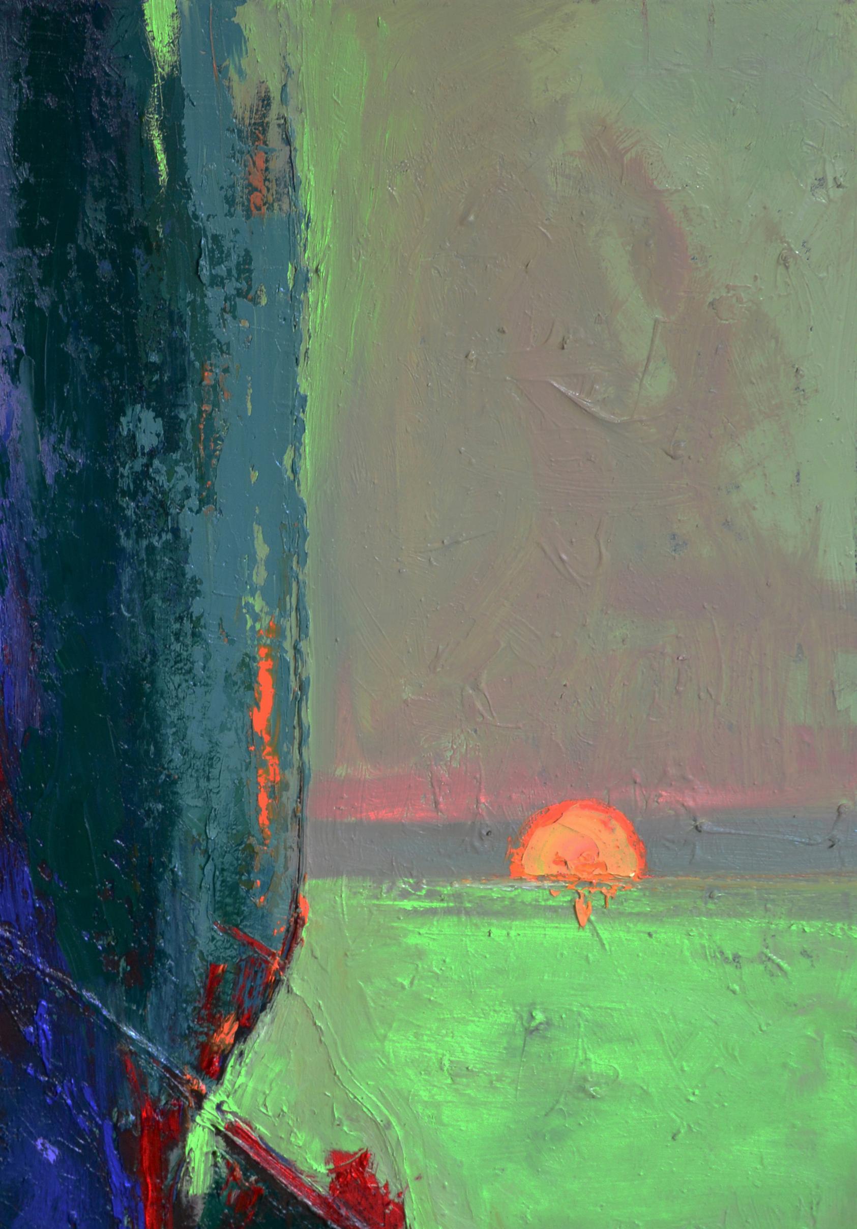 Oil painting Evening at the Sea by Natalia Korf-Ivaniuk, vibrant sunset