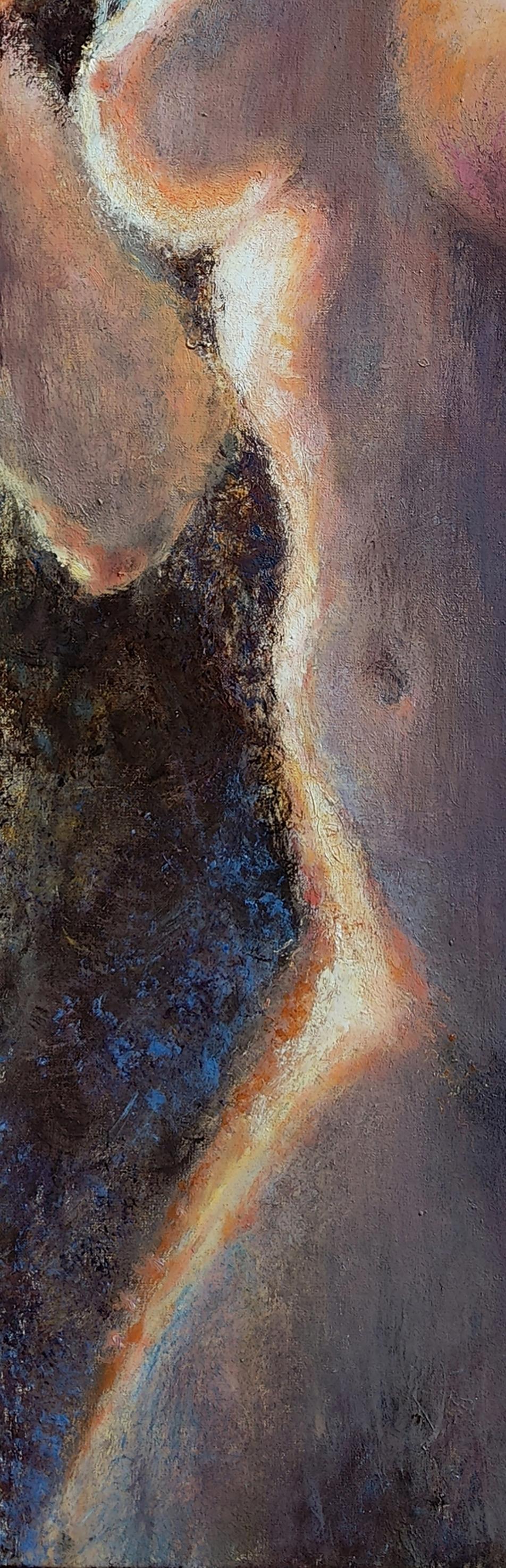 Oil painting The light falls on the girl by Oksana Osnach in earthy tones