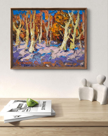 Framed oil painting The forest was covered with snow by Oleksiy Ivanyuk