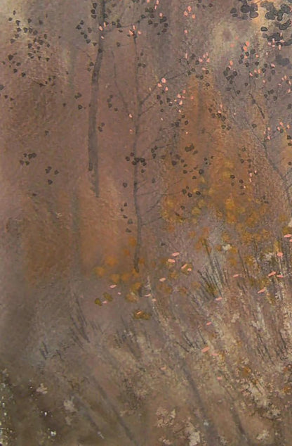 Watercolor painting Autumn twilight in the forest by Valery Savenets