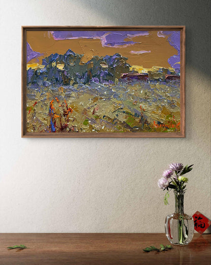 Oleksiy Ivanyuk Oil painting In the steppes framed impressionist landscape