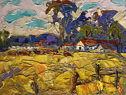 Vibrant impressionist oil painting Hot sunny day in the village by Oleksiy Ivanyuk