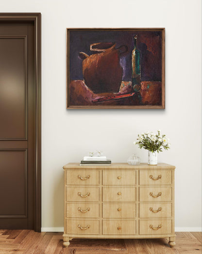 Oil painting Still life with pipe by Oleksandr Andreev in wooden frame