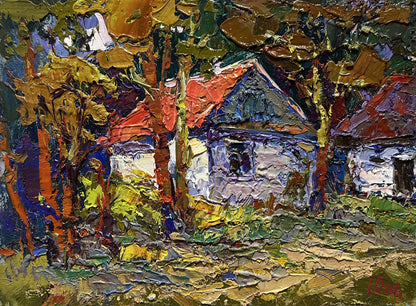 Oil painting A quiet corner in the village by Oksana Ivanyuk