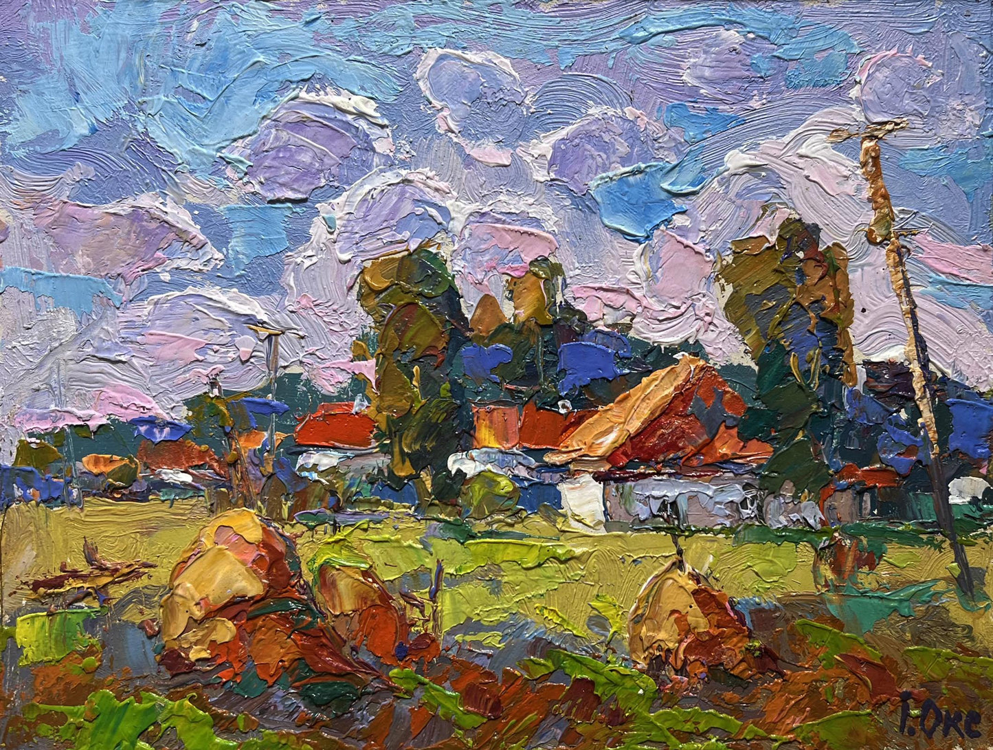 Vibrant impressionist oil painting Quiet village street by Oksana Ivanyuk