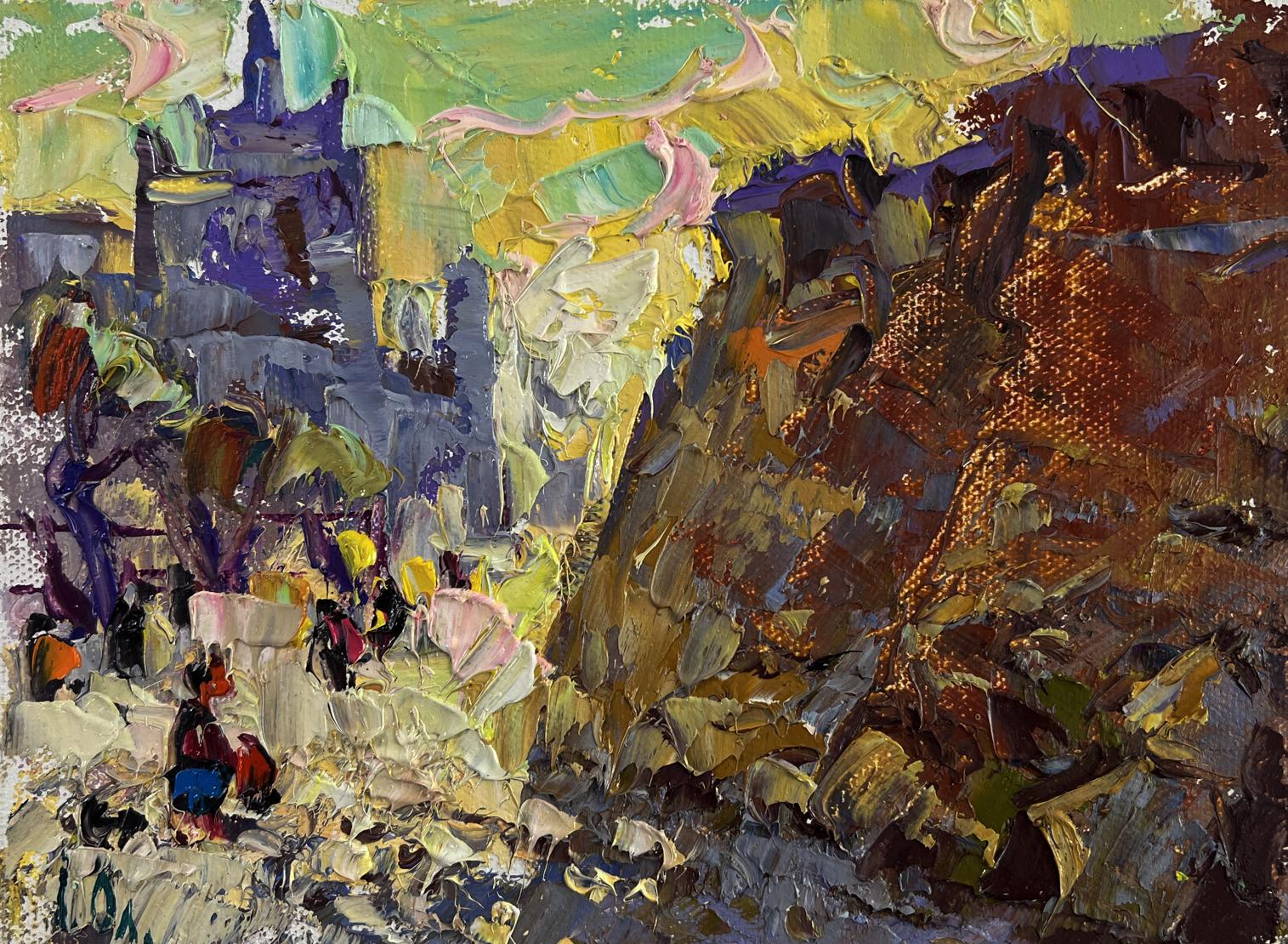 Vibrant impressionist oil painting of old fortress by Oleksiy Ivanyuk