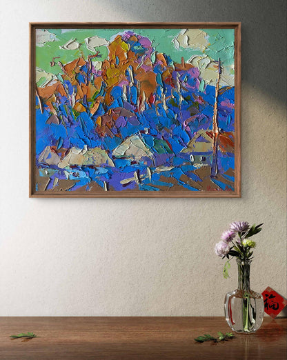 Oil painting Village in the shadow of the forest by Oleksiy Ivanyuk
