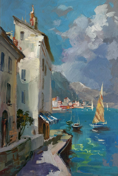 Oil painting Sunny days by the sea by Yuriy Suprunchuk coastal scene