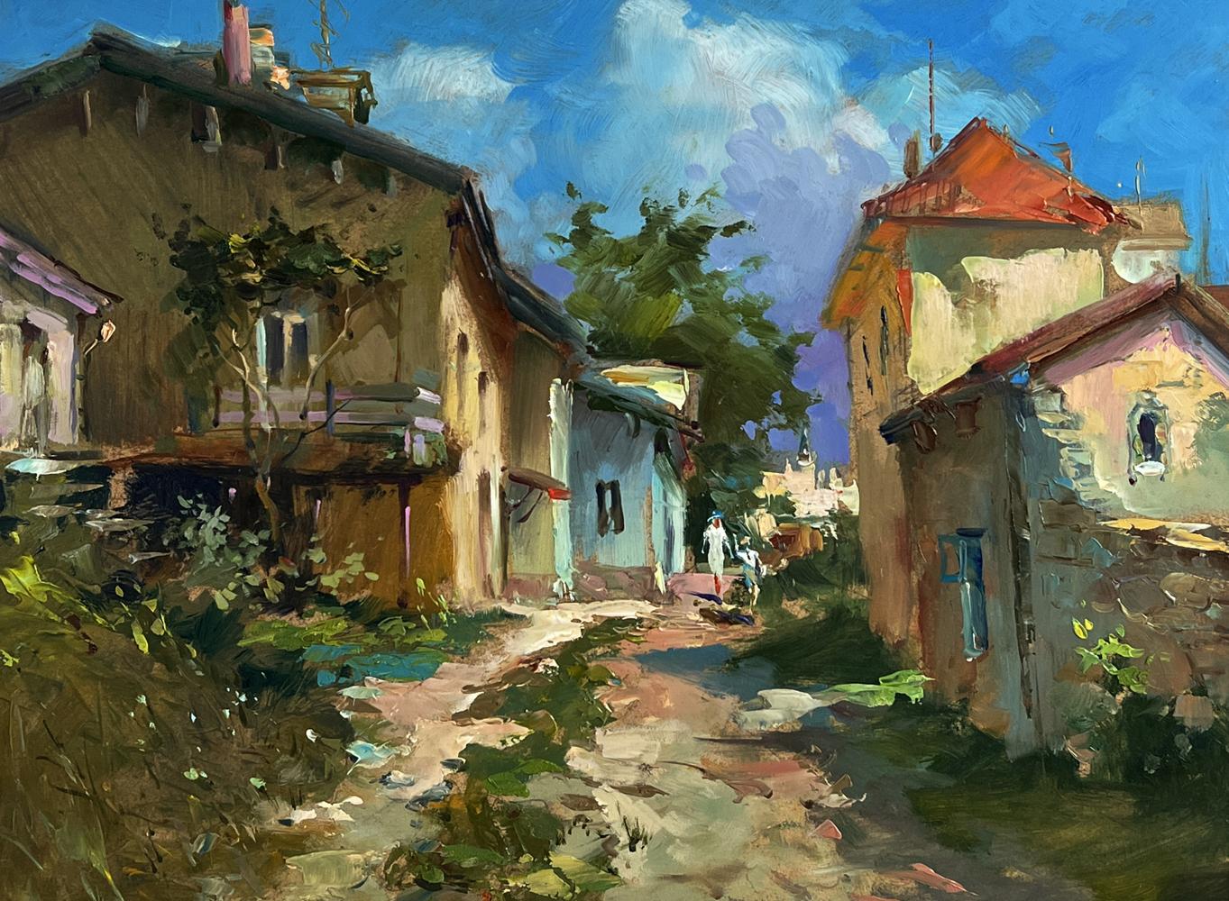 Vibrant impressionist oil painting Road along the city street by Yuriy Suprunchuk