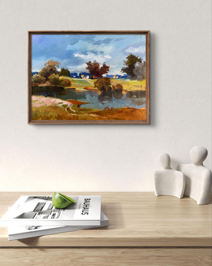 Framed oil painting River Silence by Yuriy Suprunchuk impressionistic landscape