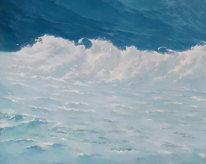 Oil painting The beginning of the storm by Vasily Korkishko: cresting ocean wave