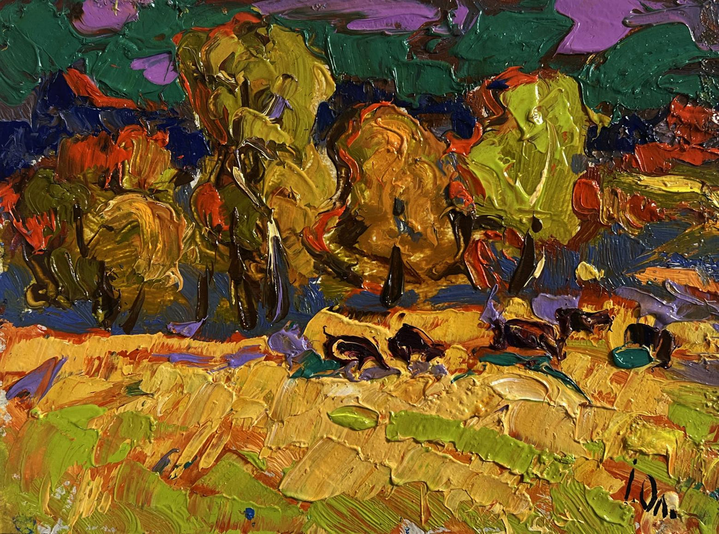 Vibrant impressionist oil painting In the Autumn Forest by Oleksiy Ivanyuk