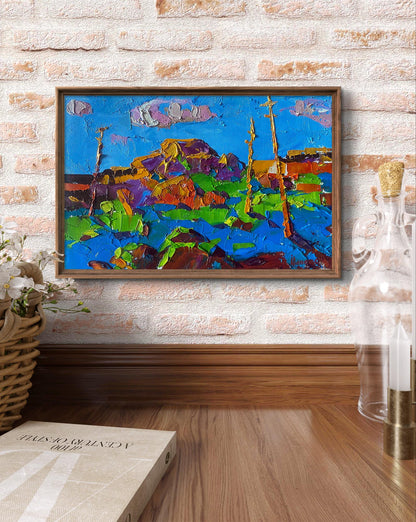 Oil painting Evening ray by Oleksiy Ivanyuk in brown frame