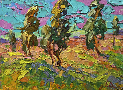 Vibrant impressionist oil painting Rustle of poplar trees by Oleksiy Ivanyuk