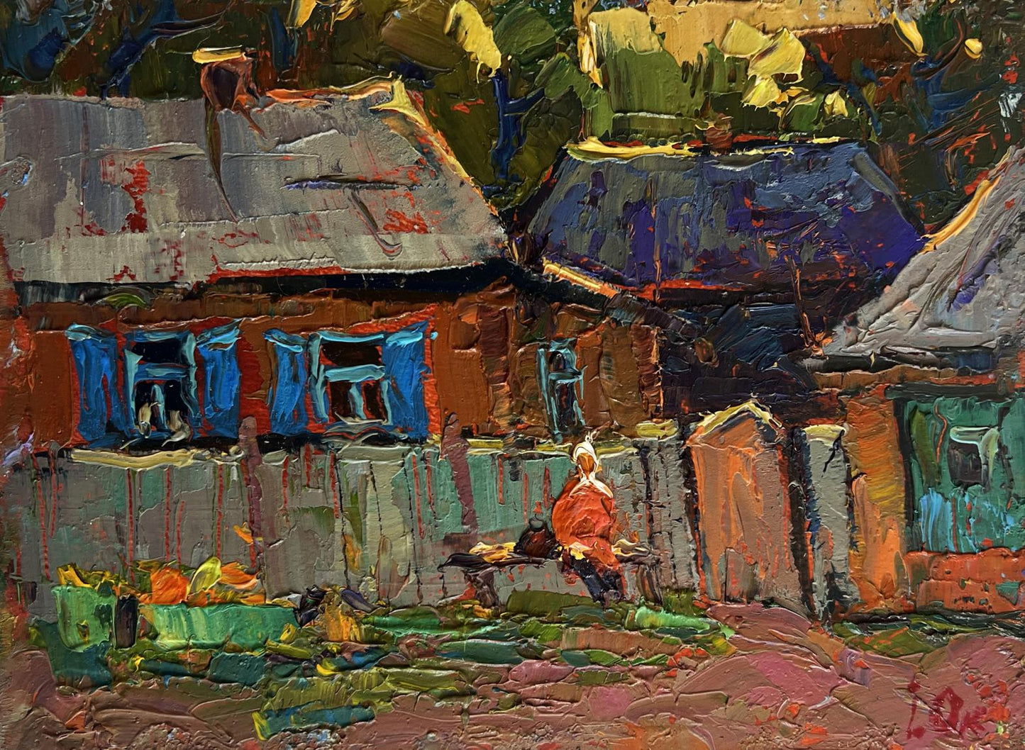 Oil painting Evening silence in the village by Oksana Ivanyuk
