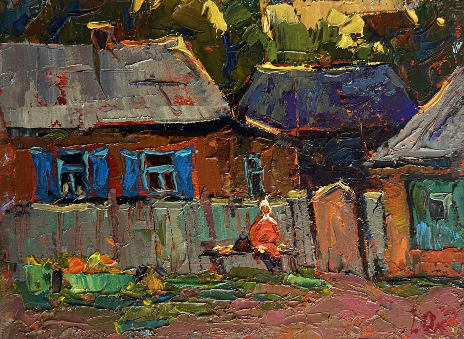 Oil painting Evening silence in the village by Oksana Ivanyuk