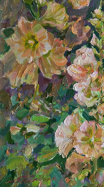 Vibrant impressionist oil painting Flowers in the garden by Leonid Pavlenko