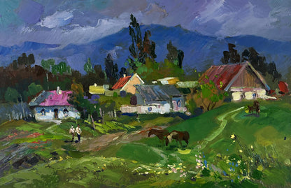 Vibrant impressionist oil painting Harmony of nature and human labor by Yuriy Suprunchuk