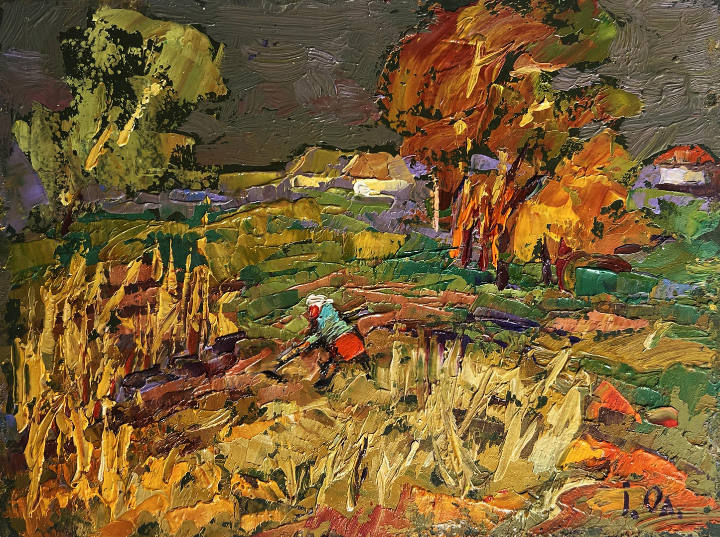 Vibrant impressionist oil painting In the Autumn Gardens by Oleksiy Ivanyuk