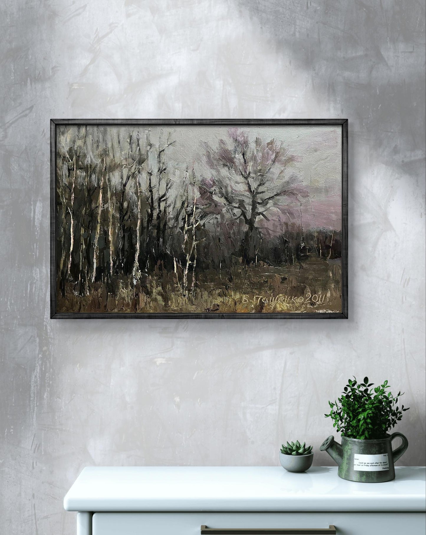 Framed Oil Painting Fallen Forest by Volodymyr Pashchenko